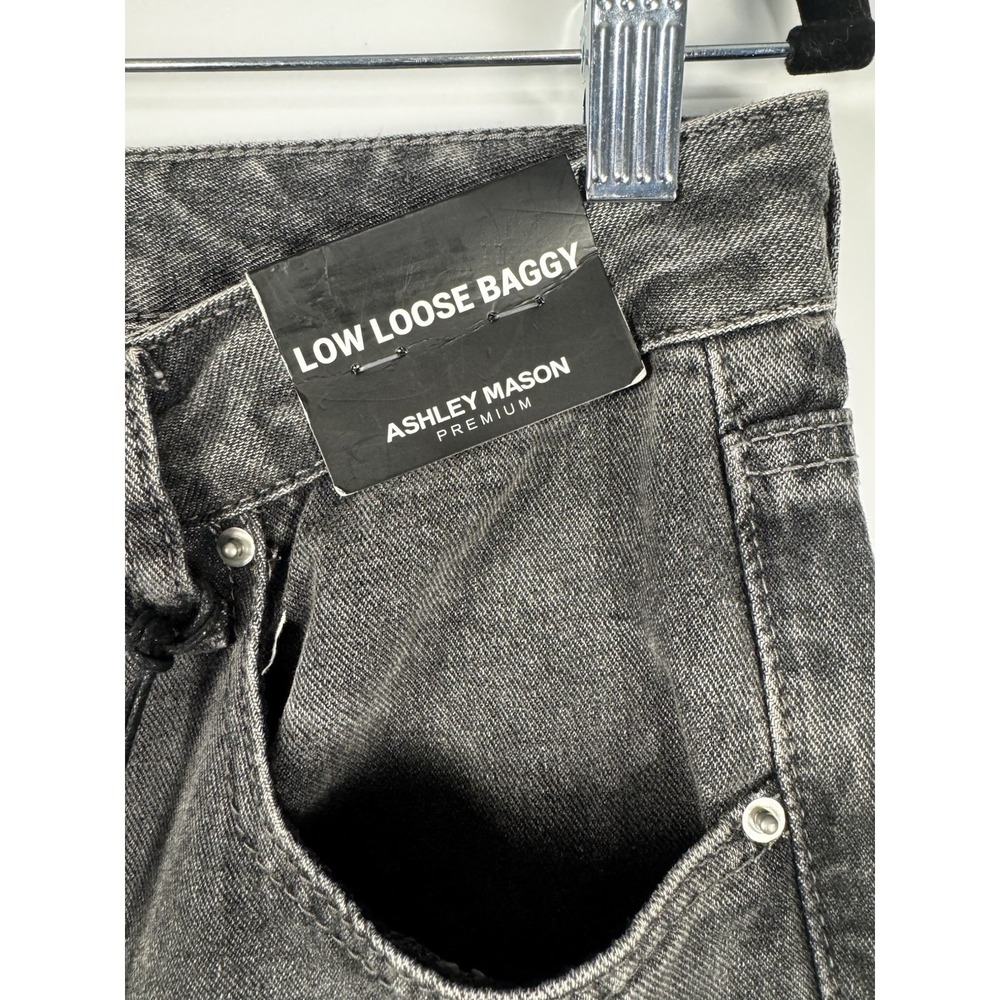Womens Jeans Black Baggy Wide Leg Distressed Wash Star NWT Size 7/28 Y2K Grunge - Picture 7 of 16